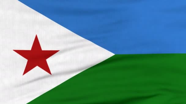 National flag of Djibouti flying on the wind — Stock Video