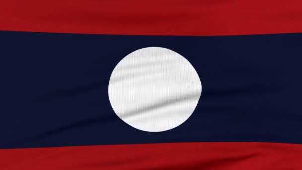Флаг Лаоса, развевающийся на ветру — стоковое видео