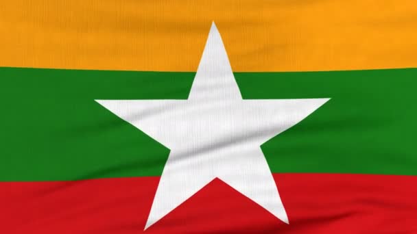 Bandiera nazionale del Myanmar che batte sul vento — Video Stock