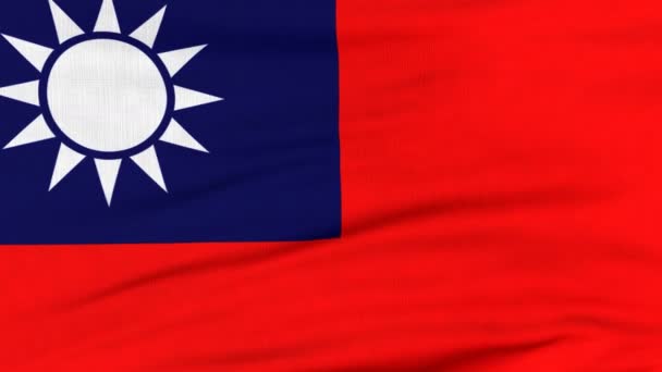 National flag of Taiwan flying on the wind — Stock Video