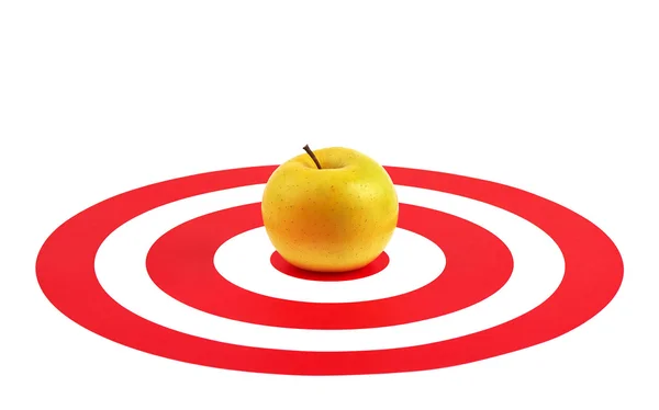 Apple in the center of red target — Stock Photo, Image