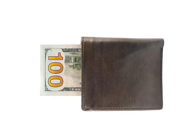 Billetes nuevos de cien dólares en billetera — Foto de Stock