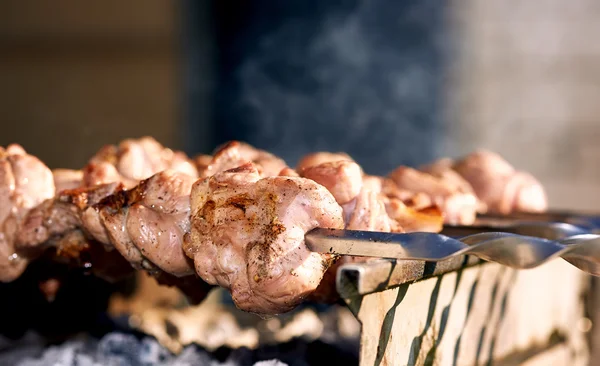 Шампури барбекю з м'ясом — стокове фото