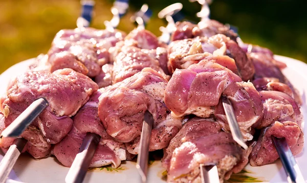 Шашлыки для барбекю с мясом — стоковое фото