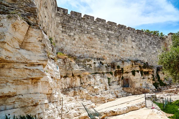 Muralla de la Ciudad Vieja de Jerusalén — Foto de Stock