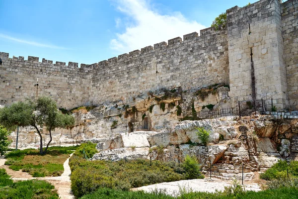 Muralla de la Ciudad Vieja de Jerusalén — Foto de Stock