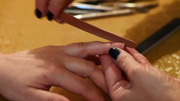 Tratamento de manicure. Tinta e polimento . — Vídeo de Stock