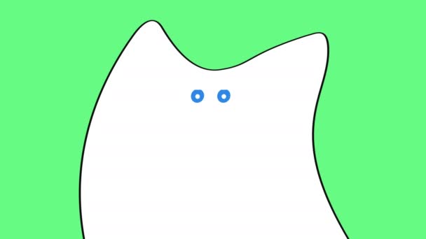 Divertida animación cómica gato de dibujos animados con alfa mate — Vídeos de Stock