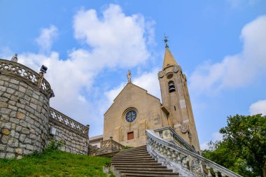 Macao, Çin - 2 Nisan 2020: Macao 'daki Colina da Penha' nın tepesindeki Penha Kilisesi Leydimiz