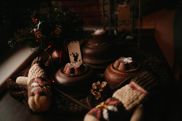 Close Van Zelfgemaakte Chocolade Snoepjes Stockfoto