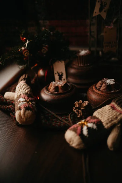 Házi Készítésű Csokoládé Cukorkák Közelsége Stock Kép