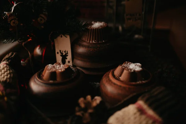 Házi Készítésű Csokoládé Cukorkák Közelsége Stock Fotó