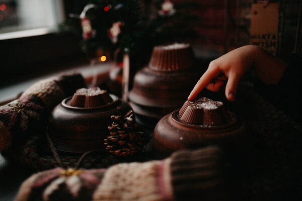 Close Homemade Chocolate Candies Stock Photo