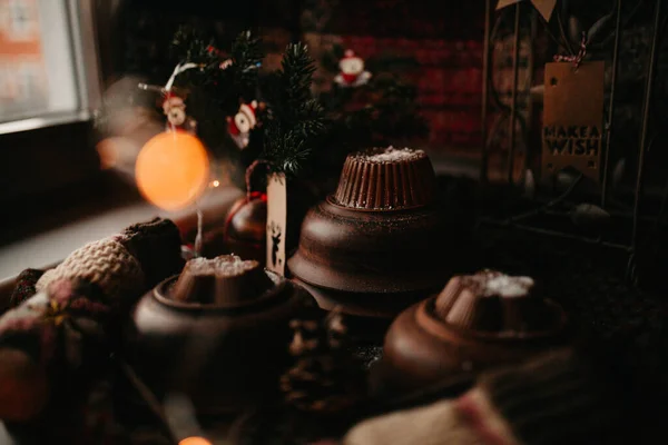 Házi Készítésű Csokoládé Cukorkák Közelsége Stock Fotó