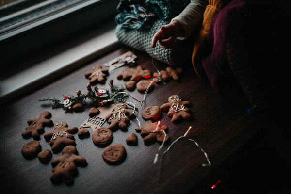 Tasty Homemade Gingerbread Wooden Table Stock Photo