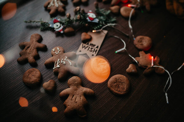 Tasty Homemade Gingerbread Wooden Table Stock Picture