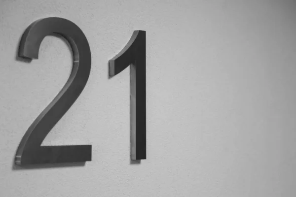 Номер Двадцять Один Текстурі Світлої Стіни Символізує 2021 Рік Хромовані — стокове фото
