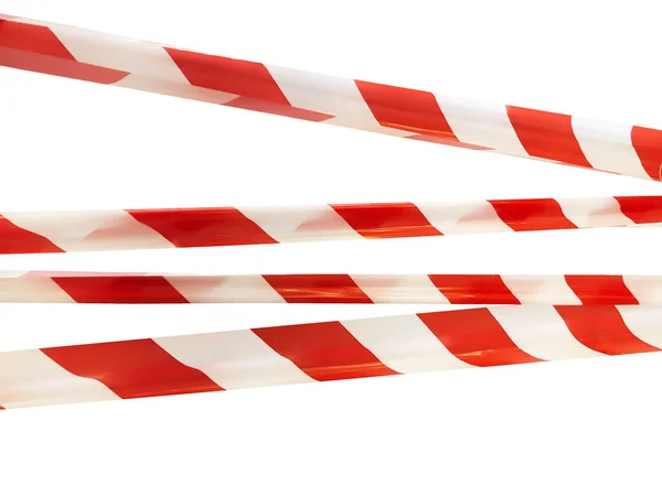 Rode Witte Lijnen Van Barrière Dwarsband Verbieden Doorgang Barrièretape Wit — Stockfoto