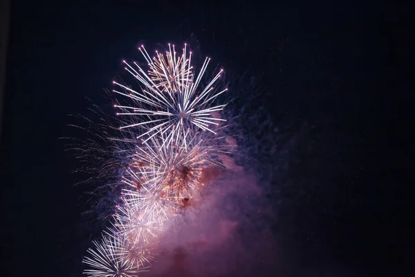 Vacanza Fuochi Artificio Sfondi Con Scintille Stelle Colorate Nebulosa Luminosa — Foto Stock