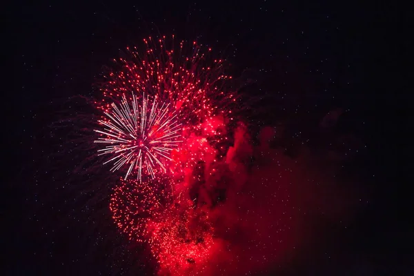 Vacanza Fuochi Artificio Sfondi Con Scintille Stelle Colorate Nebulosa Luminosa — Foto Stock