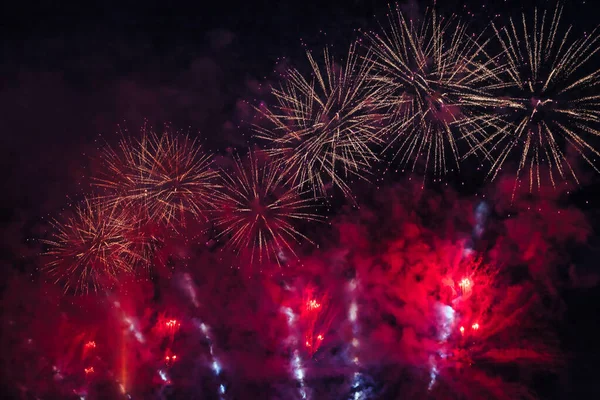 Vacanza Fuochi Artificio Sfondi Con Scintille Stelle Colorate Nebulosa Luminosa — Foto Stock