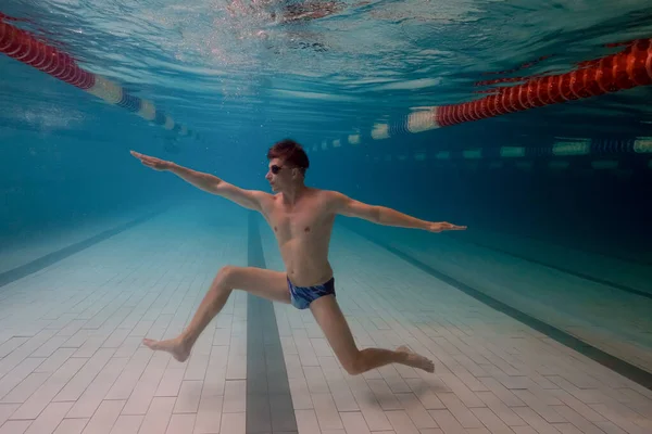 Breath Holding Yoga Pool Underwater Royalty Free Stock Images