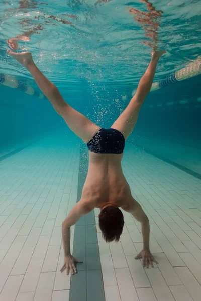 Underwater Yoga Pool Meditation Relaxation Pose Stock Photo