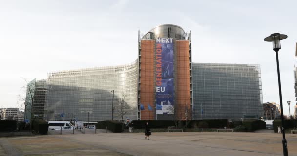 Bruxelles Belgio Gennaio 2021 Veduta Generale Della Facciata Dell Edificio — Video Stock