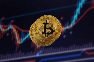 Döviz ticareti chart.crypto döviz ticareti kavramının arka planında bitcoin sikkeleri.