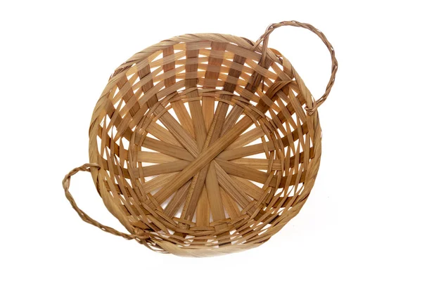 Straw Basket Isolated White Background — Stock Photo, Image