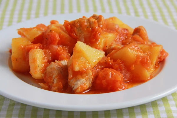 Aardappelen, pompoen en Turkije stoofpot — Stockfoto