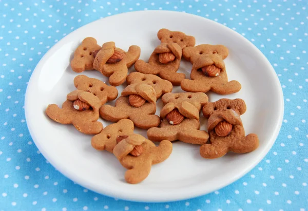 Teddy urso biscoitos com amêndoa — Fotografia de Stock