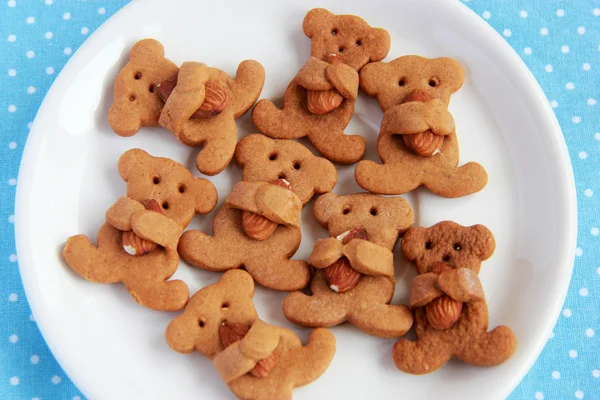Teddy bear cookies with almond — Stock Photo, Image