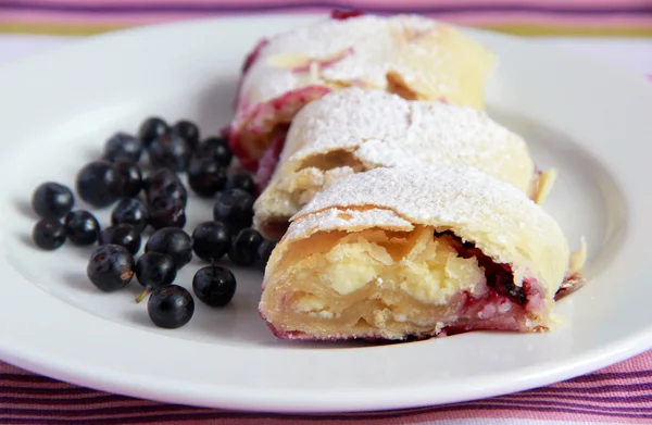 Roll with cottage cheese and blueberry — 스톡 사진