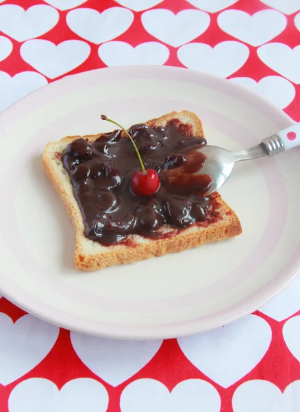 Chocolade en cherry jam — Stockfoto