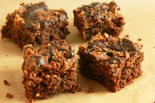Choklad och jordnötssmör brownies — Stockfoto