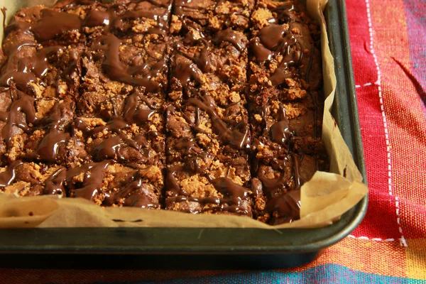 Chocolade en pindakaas brownies — Stockfoto