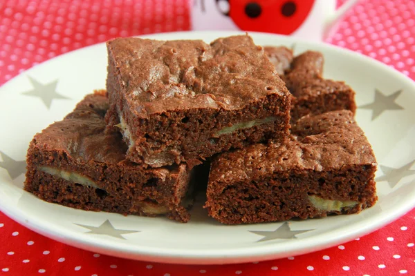 Brownie com banana — Fotografia de Stock