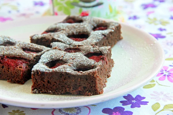 Brownie dengan raspberry — Stok Foto