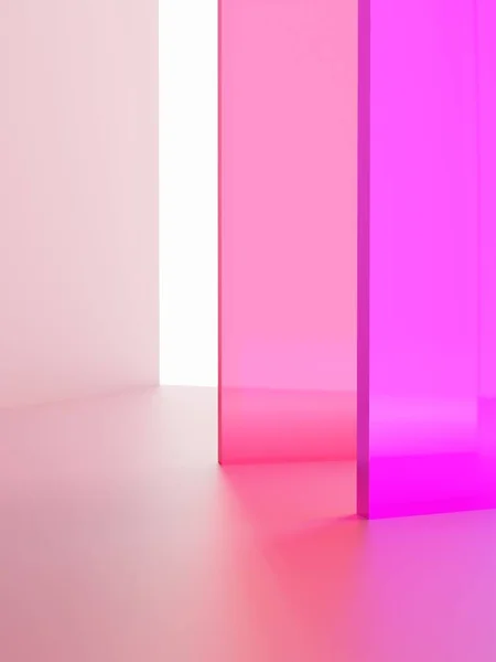 Rendering Studio Shot Levendige Neon Pink Transparant Acryl Board Overlapping — Stockfoto
