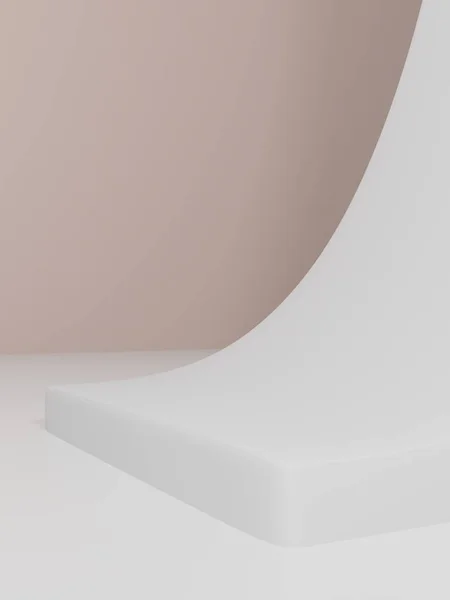 3Dレンダリング最小パステルピンクと白の斜面は 美容とスキンケア製品のための製品表示の背景を促進します — ストック写真