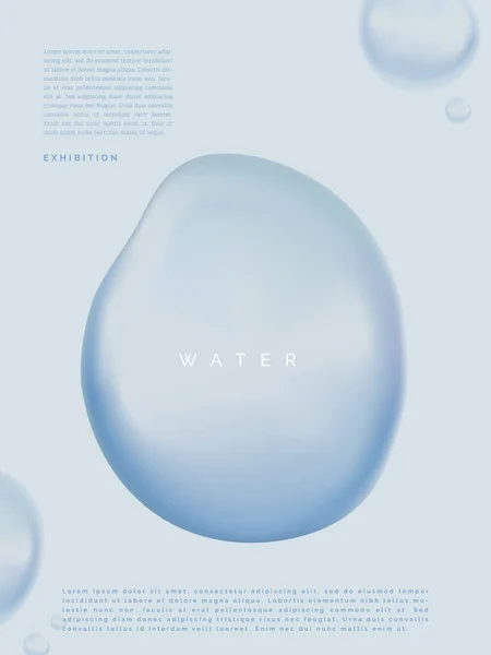 Vector Minimalist Abstract Water Drops Poster, Book Cover or Advertisement Background. Light Blue.