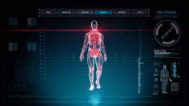Futuristické lidské anatomie lékařské diagnózy s modrým pozadím