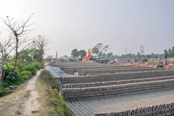 Pictures Brick Kilns Rural Bengal Work Full Swing Stockpile Raw — Stock Photo, Image