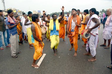 puri odisha india on july 26th 2015:Devotees around the chariots of Lord Jagannath, Balabhadra and Devi Subhadra during the Lord Jagannath Rath Yatra in Puri.