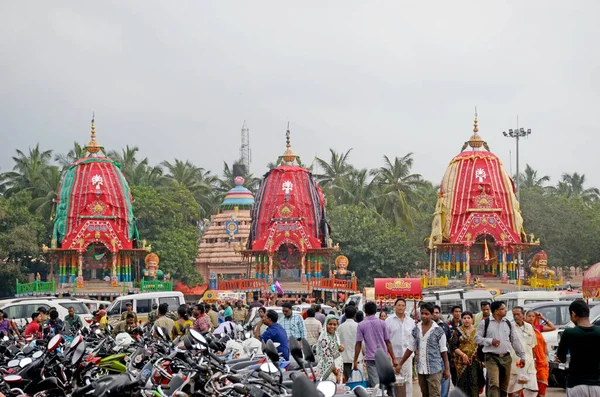 Puri Odisha Индия Июля 2015 Три Колесницы Стоят Перед Храмом — стоковое фото