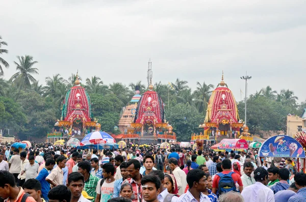Puri Odisha Индия Июля 2015 Три Колесницы Стоят Перед Храмом — стоковое фото