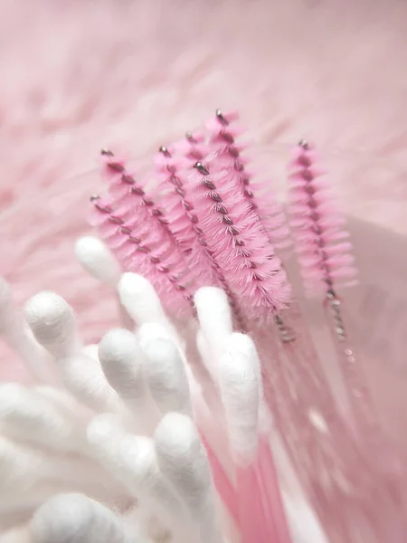 Pink brushes for lashes and brows and lash extensions