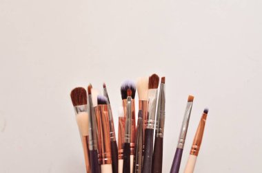 Güzellik salonuna başvurmak için profesyonel fırçalar. 