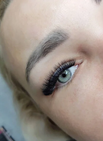 Wimpernverlängerungen Beauty Makro Blue Eye Draufsicht Hochwertiges Foto — Stockfoto